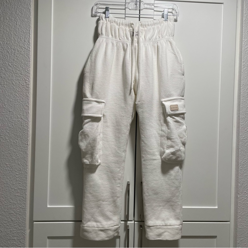 My Mum Made It Waffle Utility Sweatpants White Athleisure Lounge Sporty Comfy